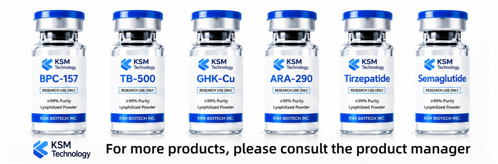 Research peptides including Tirzepatide, Semaglutide, Retatrutide and Cagrilintide supplied with high purity standards.
